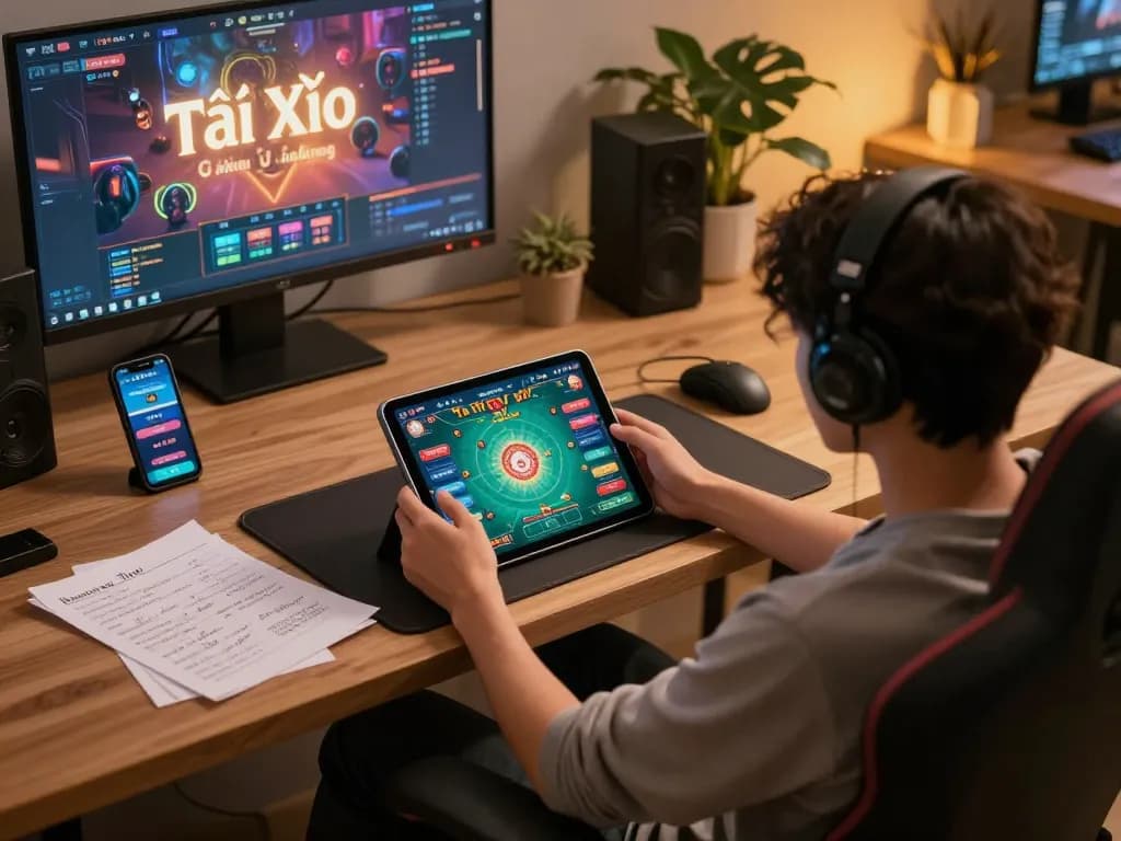Tài Xỉu game interface displayed on tablet during an online gaming session, emphasizing strategic gameplay.