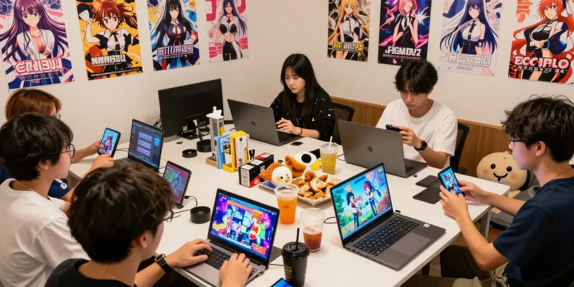 Players enjoying engaging free ecchi games on multiple devices in a lively gaming atmosphere.