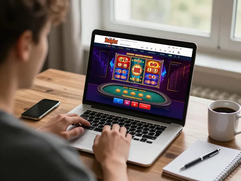 F168 player enjoying online gambling experience with colorful games on screen at home