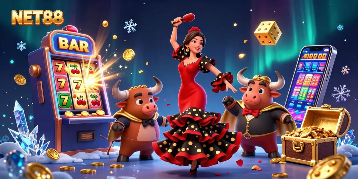 Engage with NET88's thrilling casino experience featuring vibrant elements from slots and gaming.