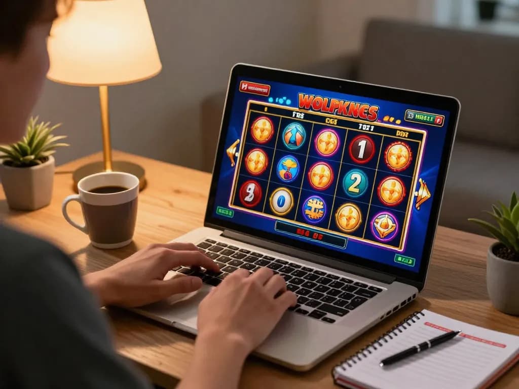 Player engaging in vibrant LV88 online slots session, dynamic gaming setup and cozy atmosphere illustrate responsible gambling.