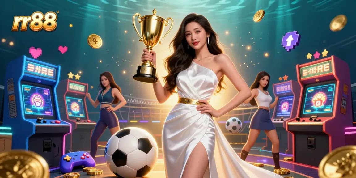 Experience winning strategies at rr88 with a victorious Asian woman in a glamorous casino scene.