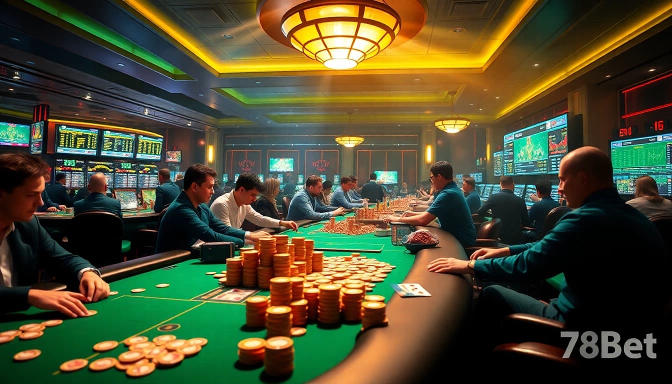 Exciting online betting scene at 789bet casino with vibrant gaming tables and engaged players.