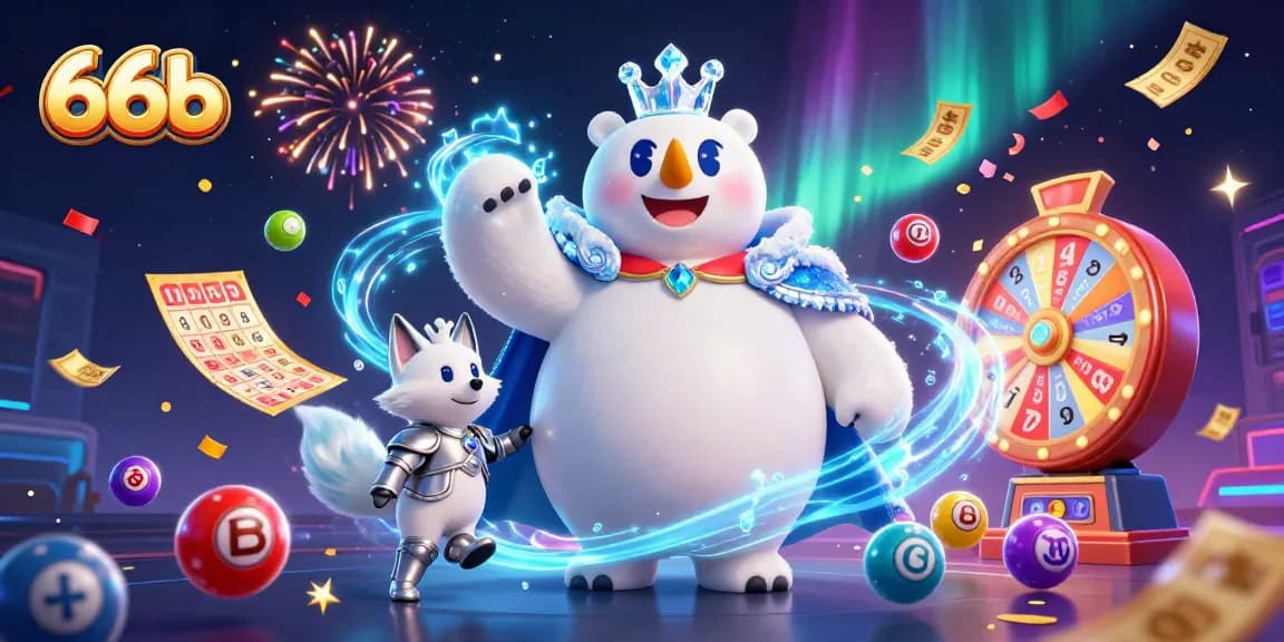 Experience the thrill of winning with 66b in this vibrant, dynamic casino scene featuring animated characters and lottery elements.