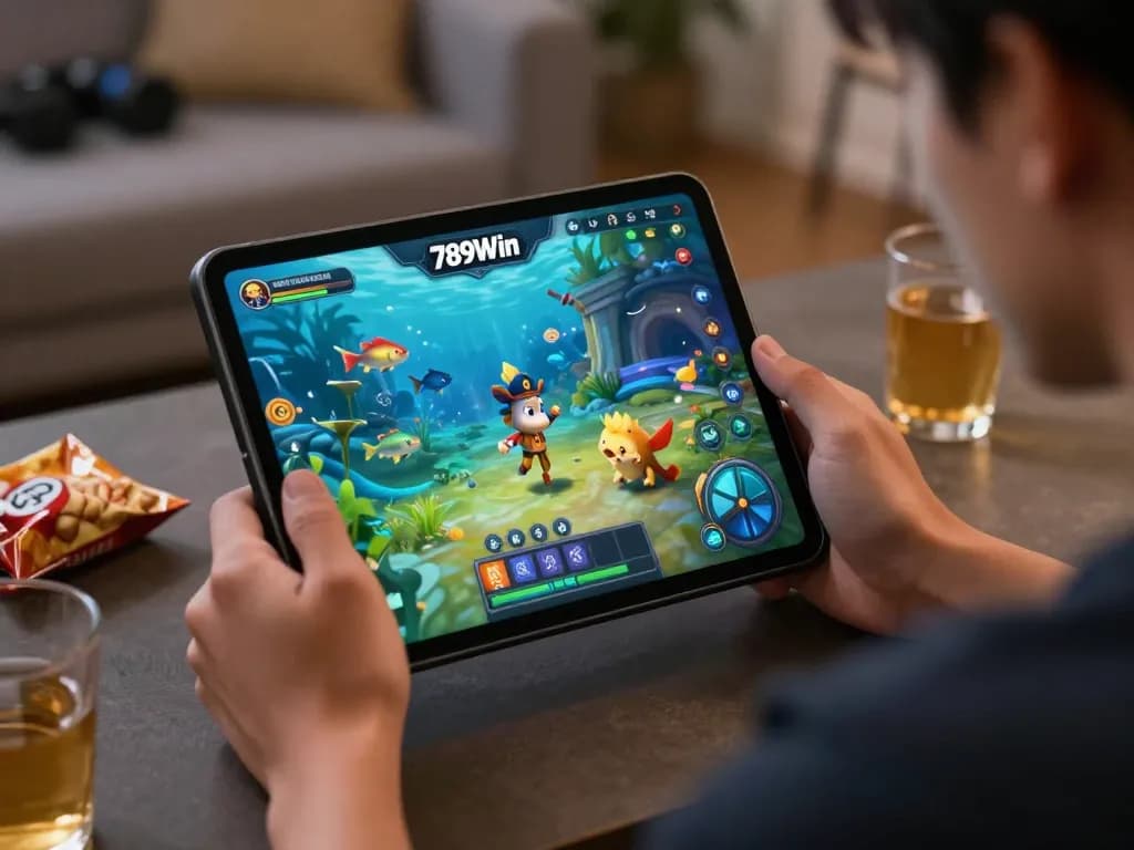 Engaging in the exciting fishing game at 789Win, showcasing vibrant graphics and intense gameplay.