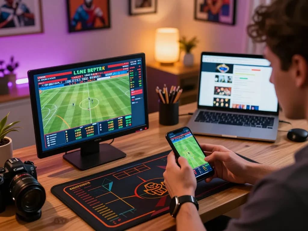 Engaged betting activity on smartphone showcasing nhandinhkeonhacai for live sports analysis