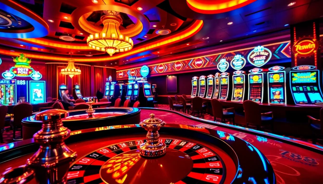 Exciting casino gameplay scene featuring 789win branding with roulette and poker elements.