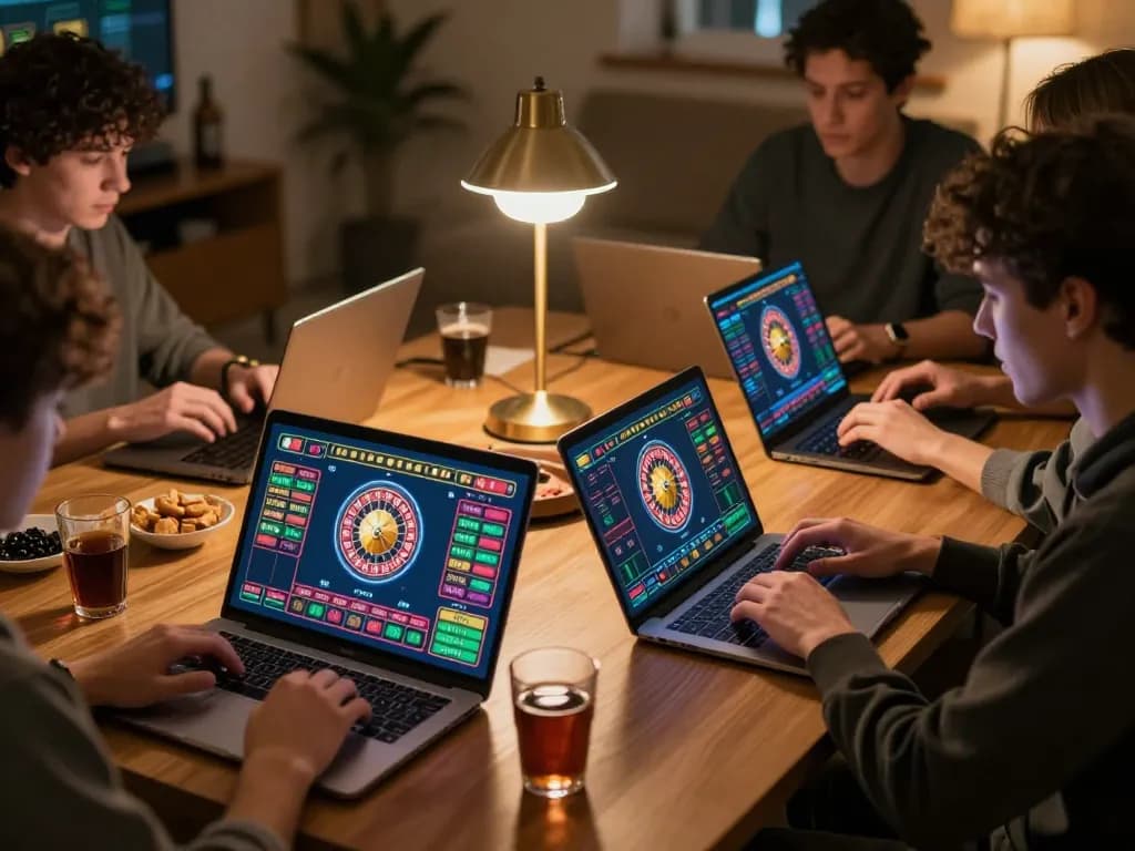Players enjoying the online gambling experience at home with v788 interface, showcasing roulette gameplay.