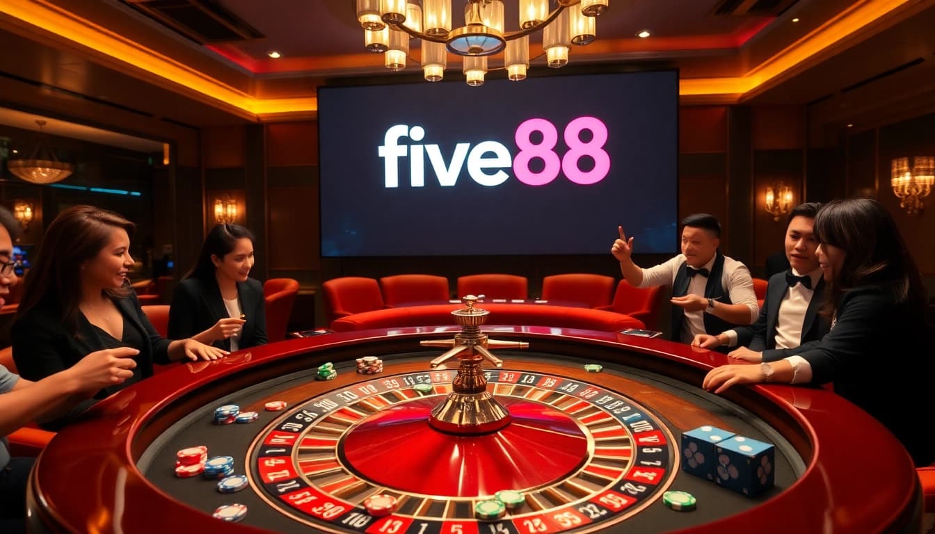 Experience the thrilling atmosphere of five88 casino with vibrant roulette and poker action.