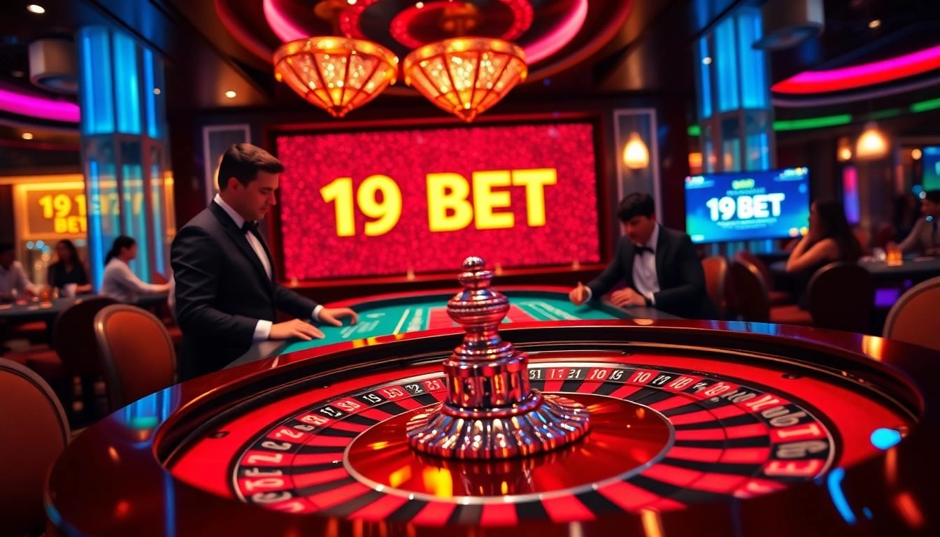 Engaging in luxury gaming action at a roulette table with the buzz of 19 BET excitement.