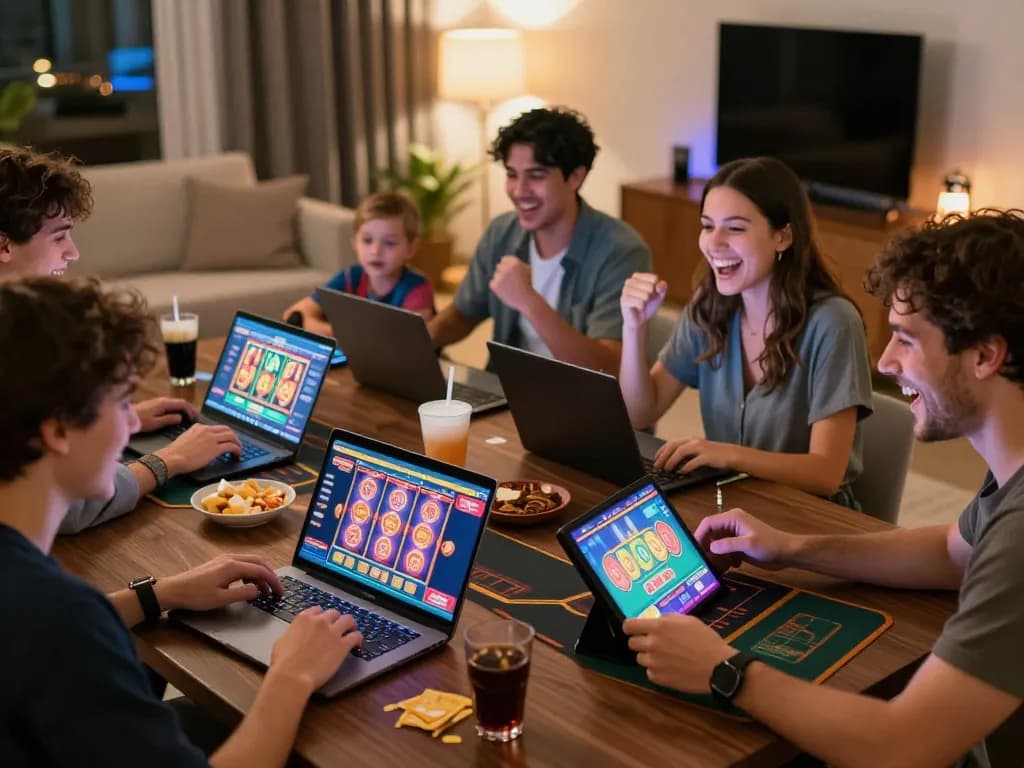 Interactive MM88 online gaming experience with friends in a vibrant setting
