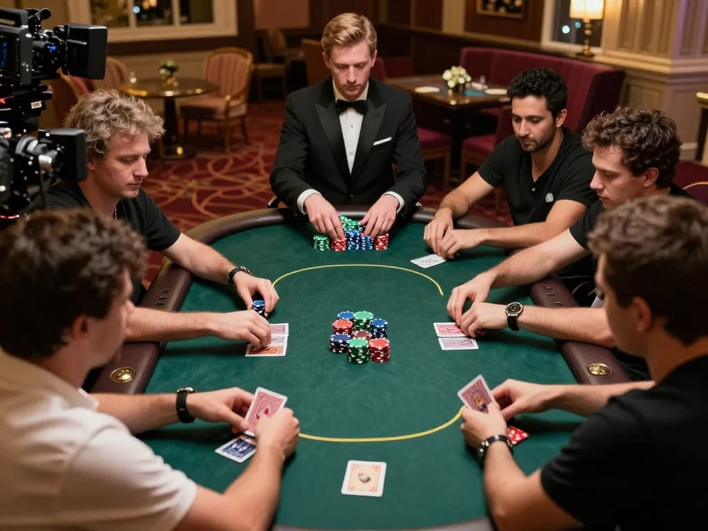 nk881 players engaged in strategic poker game with intense focus at upscale casino table.