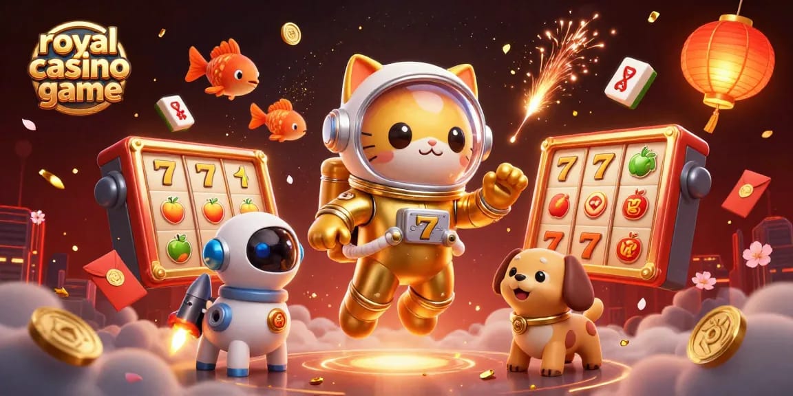 Experience the excitement of the royal casino game with dynamic slots and 3D characters in a vibrant atmosphere.
