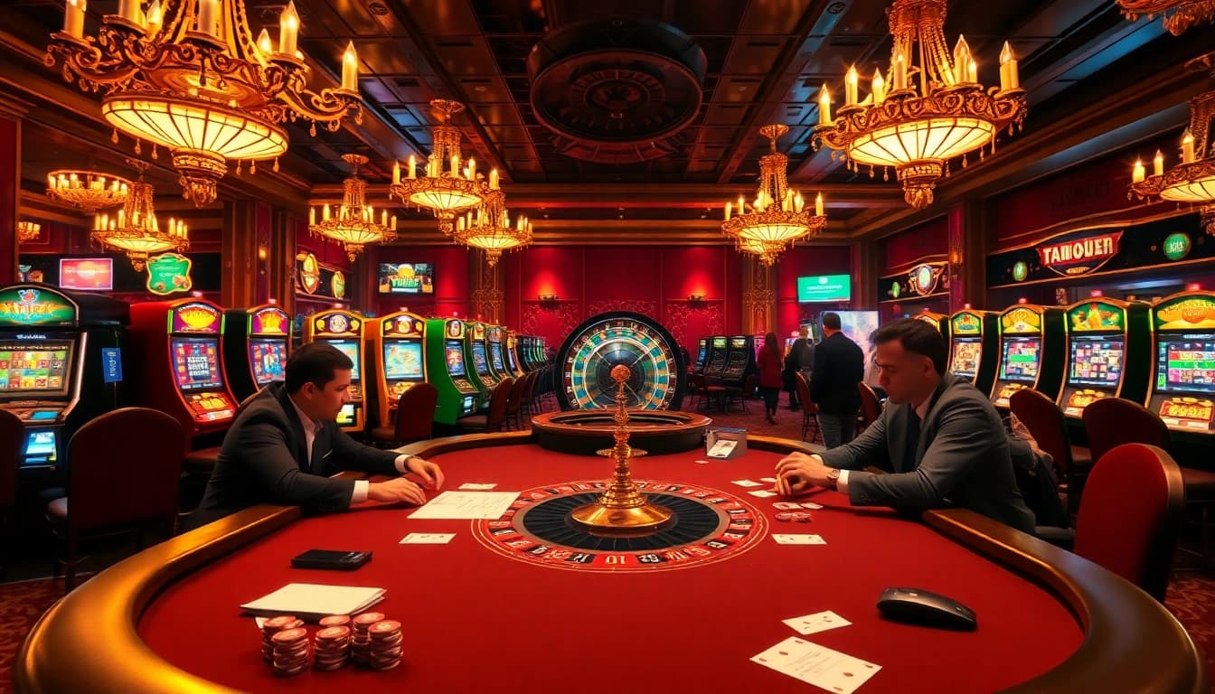 Engaging players at the jl55 club poker table within a luxurious casino setting.