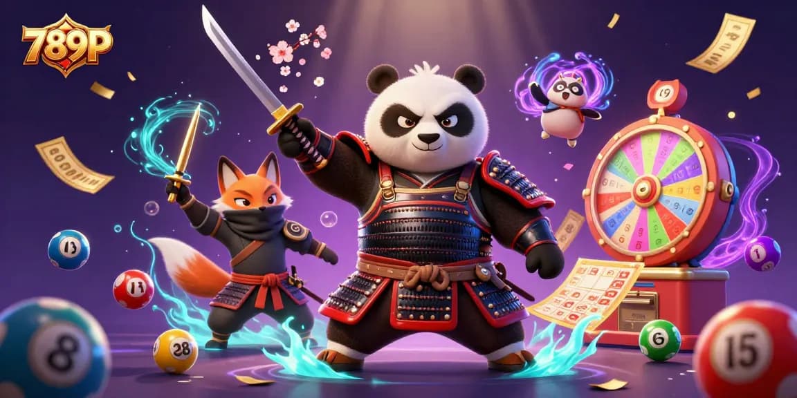 Engage with 789P's vibrant gaming universe featuring samurai panda and ninja fox in a dynamic casino scene.