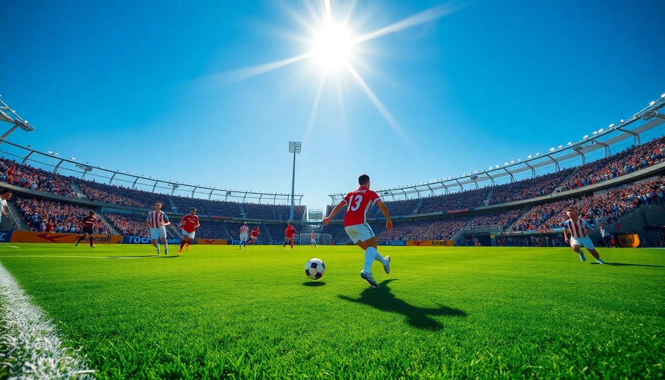 Socolive live soccer streaming scene with energetic players and vibrant fans.
