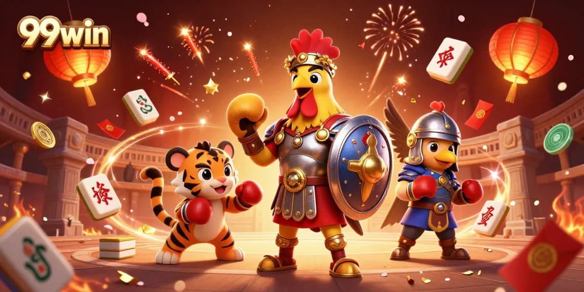 Engage with exhilarating gaming at 99win, showcasing vibrant casino elements and characters.