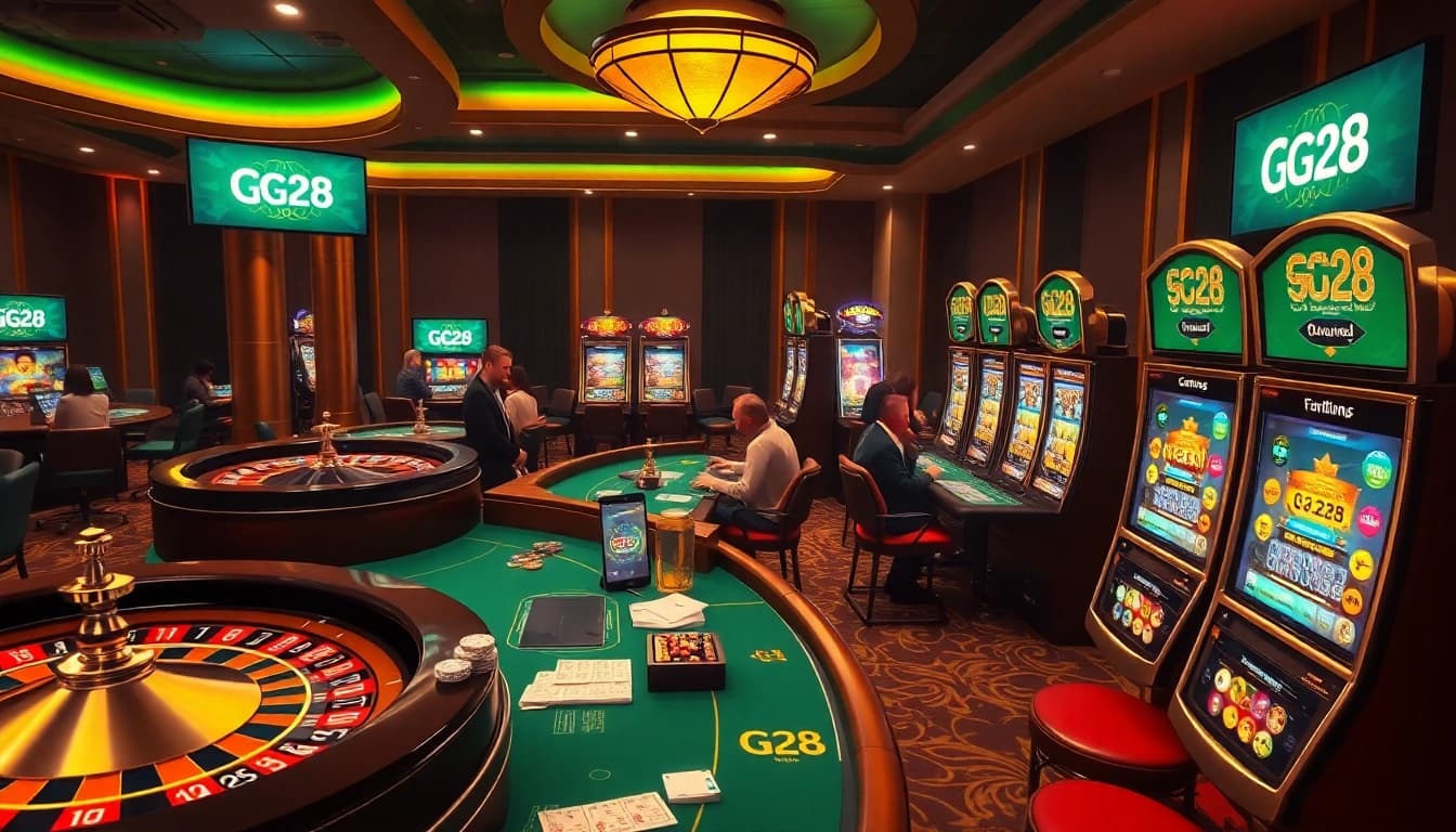 Experience the thrill of G28 with engaging poker and roulette games in a vibrant casino setting.