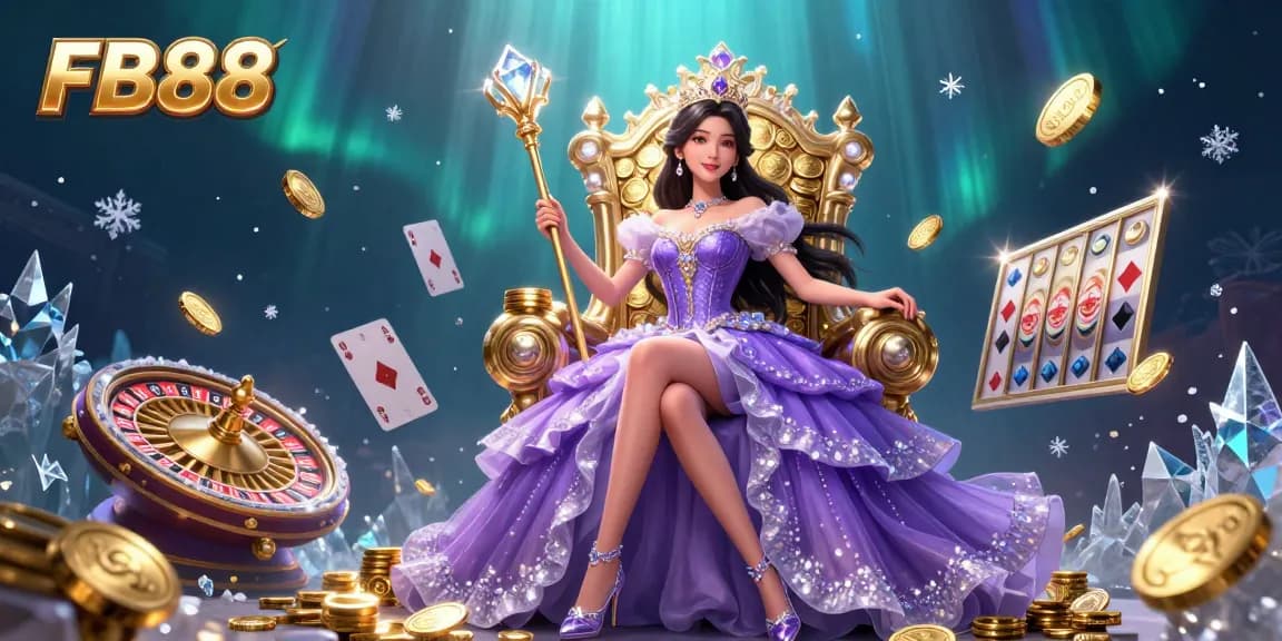 Experience the excitement of FB88 with poker cards and casino games in a captivating scene.