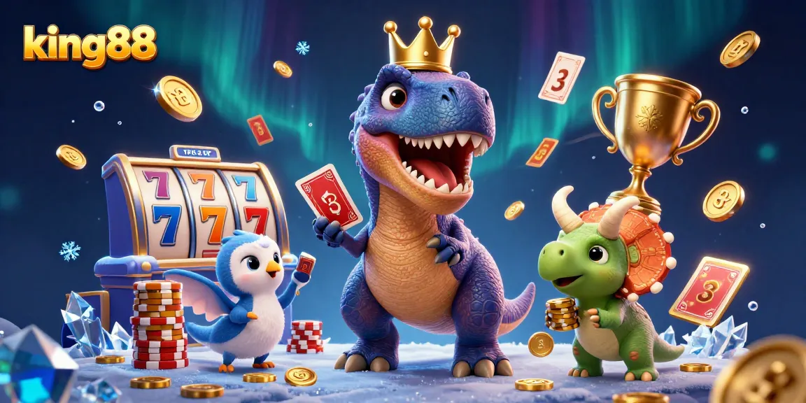 Experience exciting gameplay at king88 with animated characters in a dynamic casino scene featuring slots and jackpots.