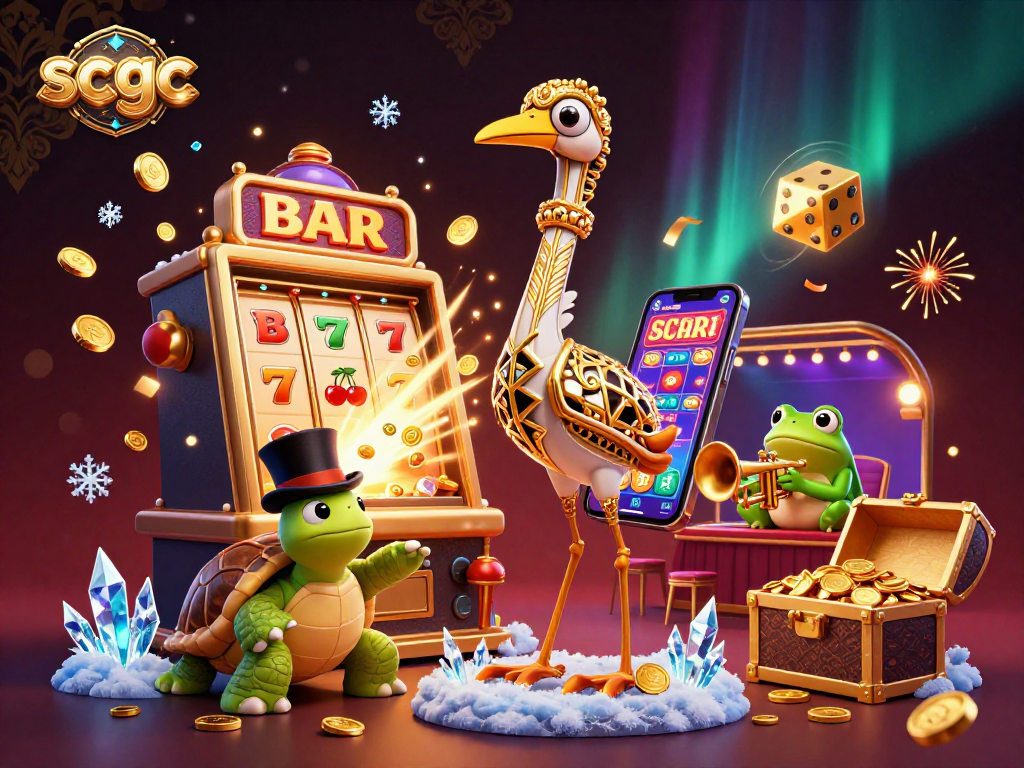 Engage thrilling gameplay at scgc with 3D characters amidst vibrant casino actions.