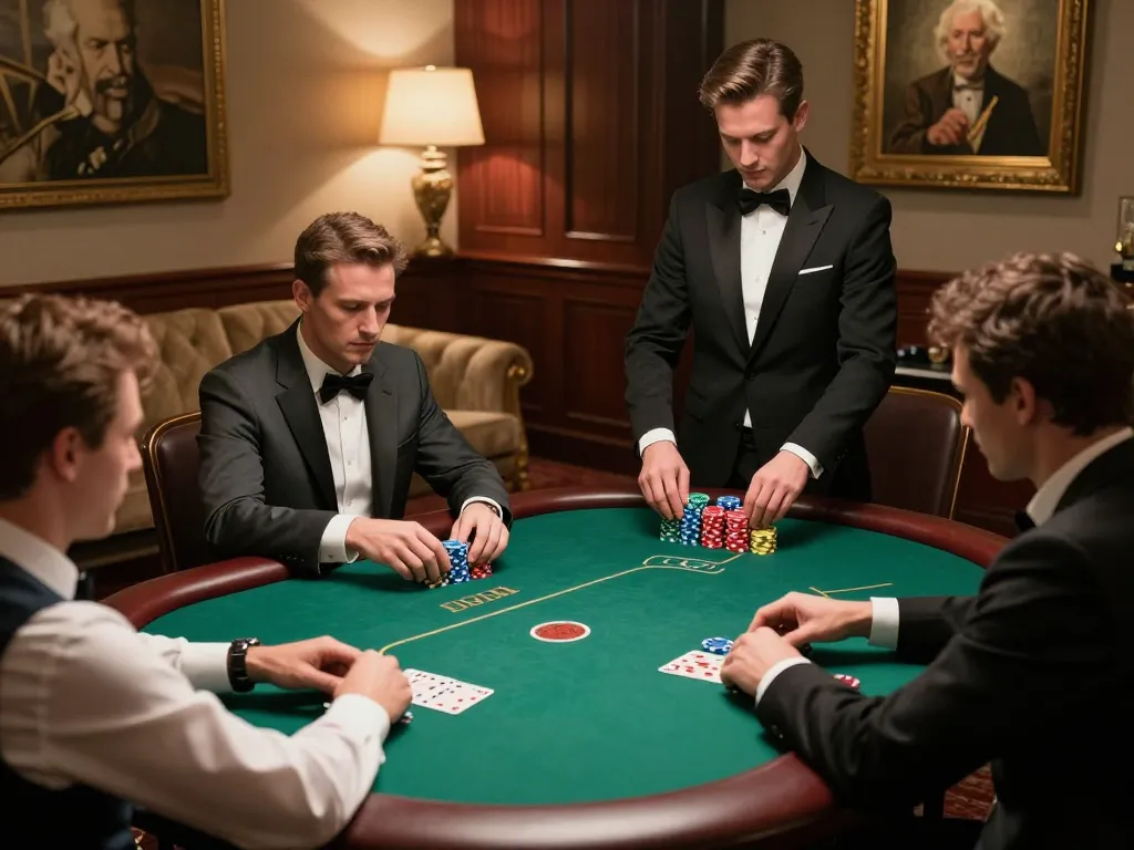 Engaged players analyzing strategies at gamebaidoithuong8 poker table in an upscale environment.