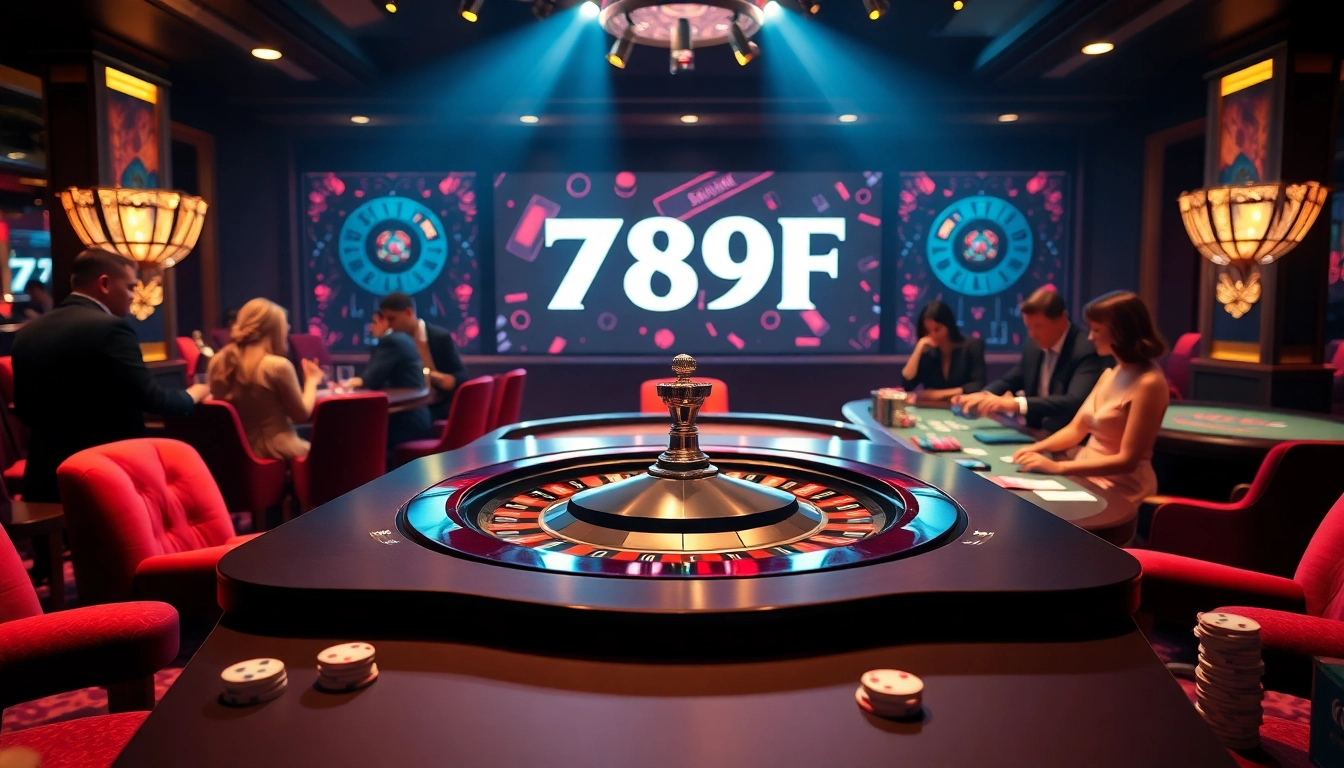 Players enjoying a high-stakes game at 789F casino with chips and cards in focus.