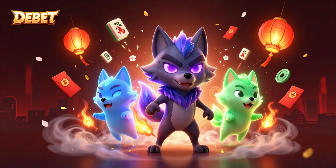 Engage with DEBET's vibrant 3D illustration showcasing casino excitement and energy
