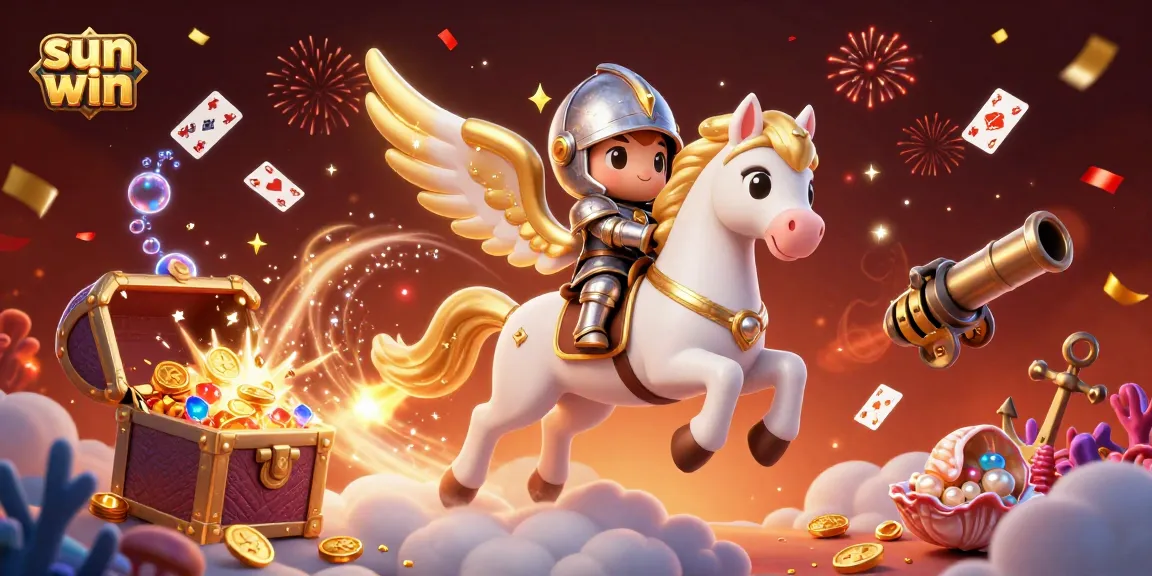 Experience the excitement of sun win with a celestial scene of gaming glory and treasures.