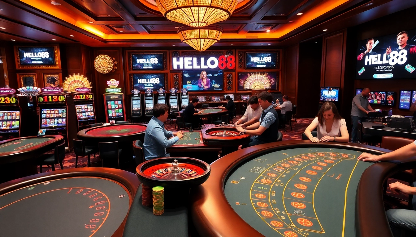 Captivating online gambling experience at HELLO88 with vibrant tables and exciting players.