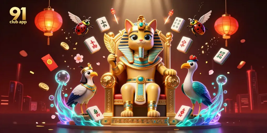 Experience the 91 club app with immersive gaming visuals in a colorful and vibrant casino scene.