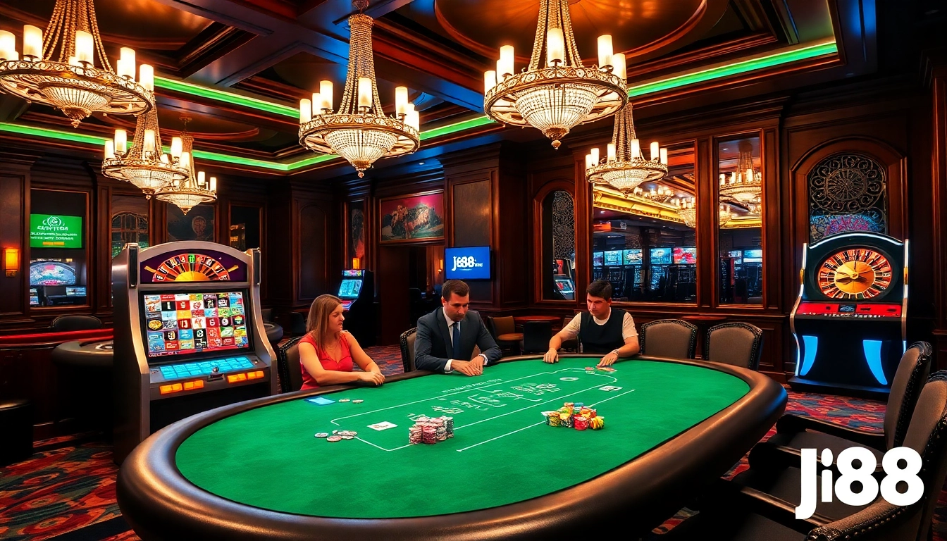 Experience thrilling poker action with j88 chips in a luxurious casino setting.