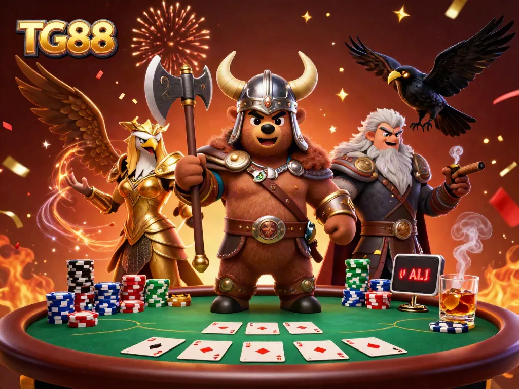Experience thrilling poker action with TG88, featuring dynamic characters and game elements.