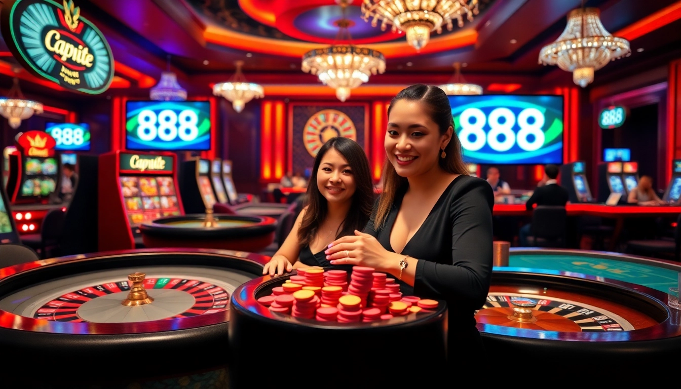 Winning at 888 P online casino with vibrant tables and poker chips.