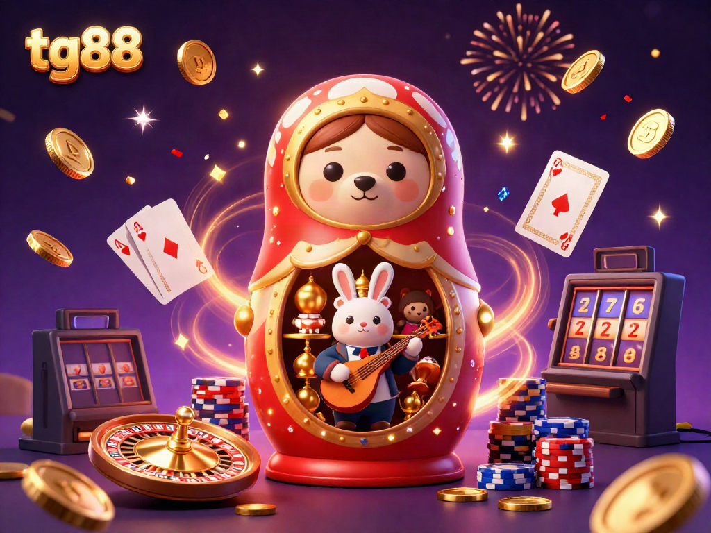 Engage in exciting gaming action with tg88 featuring a festive casino-themed scene.