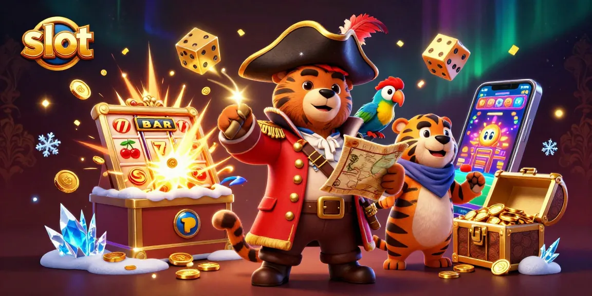 Experience exciting slot games today with vibrant characters in a dynamic casino scene.