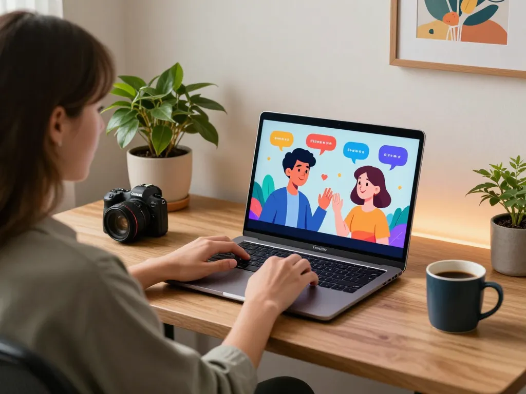 Engaging digital workspace with Crushon AI showcasing personalized avatars in conversation.