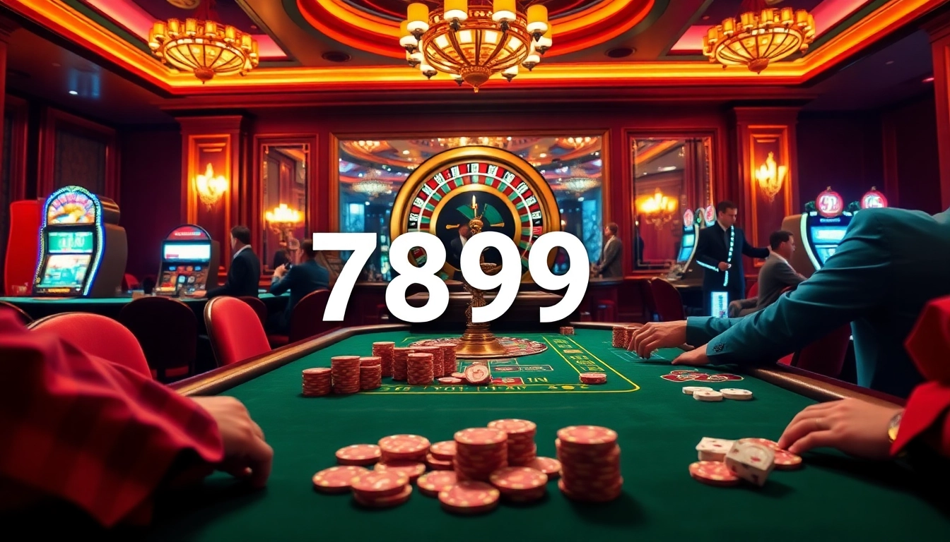 Enthusiastic players engaging in a thrilling game at the 789 win casino table filled with vibrant poker chips and cards.