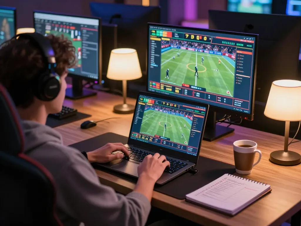 Engage in sports betting seamlessly on alc88 with a stylish online gaming setup featuring live odds.