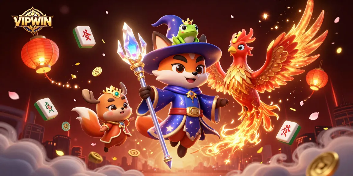 Experience thrilling gameplay with VIPWIN in this vibrant, magical casino illustration featuring interactive elements.