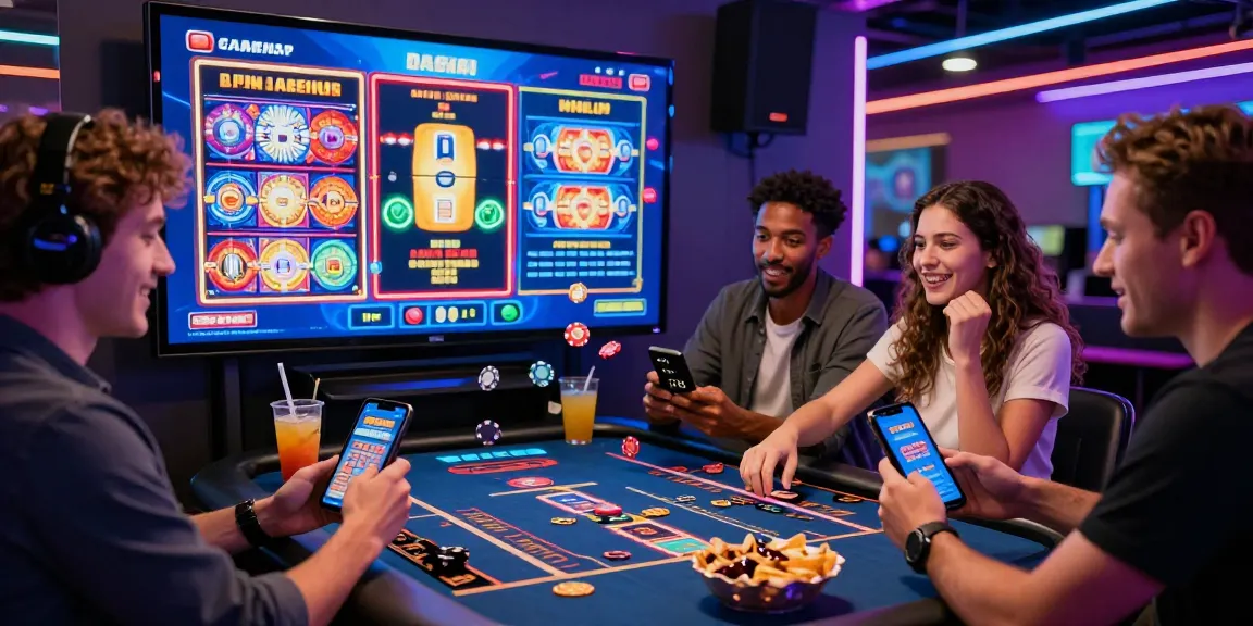 Diverse group exploring new casinos not on GamStop while enjoying vibrant gaming experience.