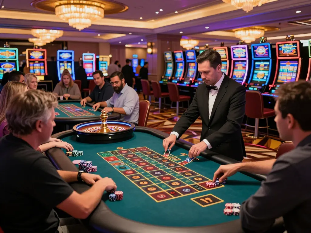 Exciting roulette gameplay scene at a casino featuring itwshow elements with vibrant players and dynamic betting action.