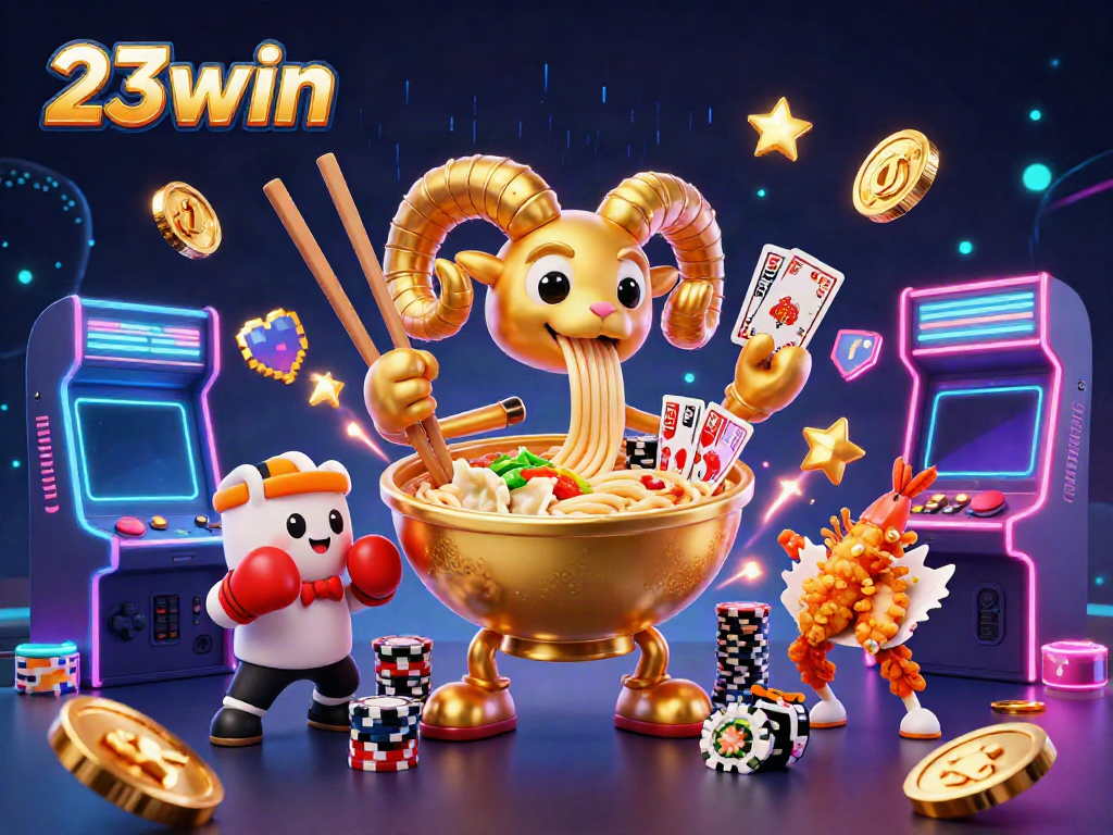 Engage with lively 23win characters in an exciting casino-themed gaming scene.