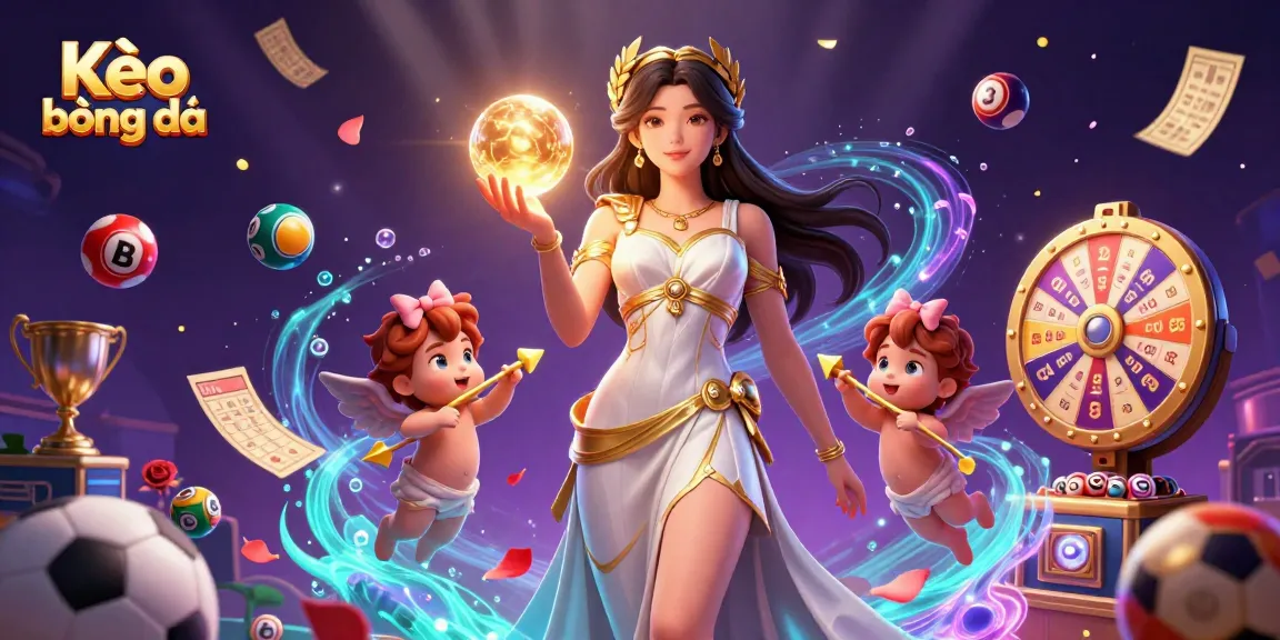 Kèo bóng đá promotional illustration depicting sports betting excitement with dynamic elements and vibrant colors.