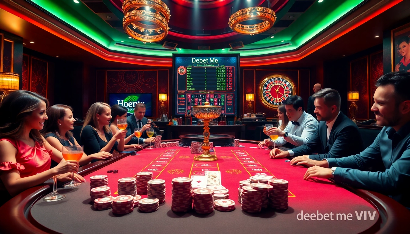 Experience the thrill of online gambling with debet me at a luxurious poker table.