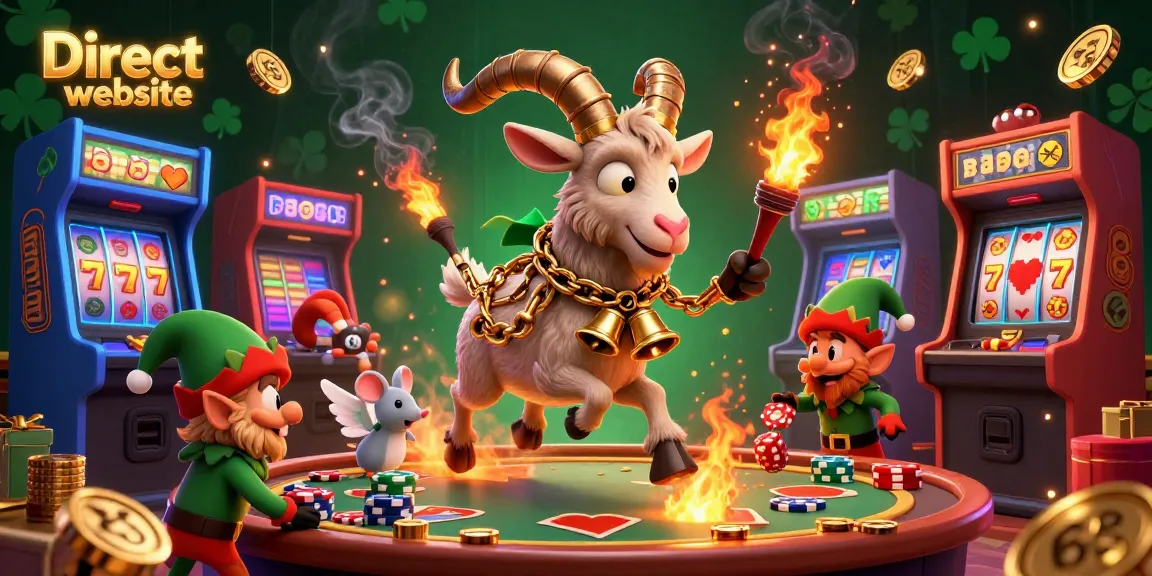 Engage with the thrilling atmosphere of the Direct website casino featuring Krampus, an angel mouse, and gremlins amidst vivid gaming elements.
