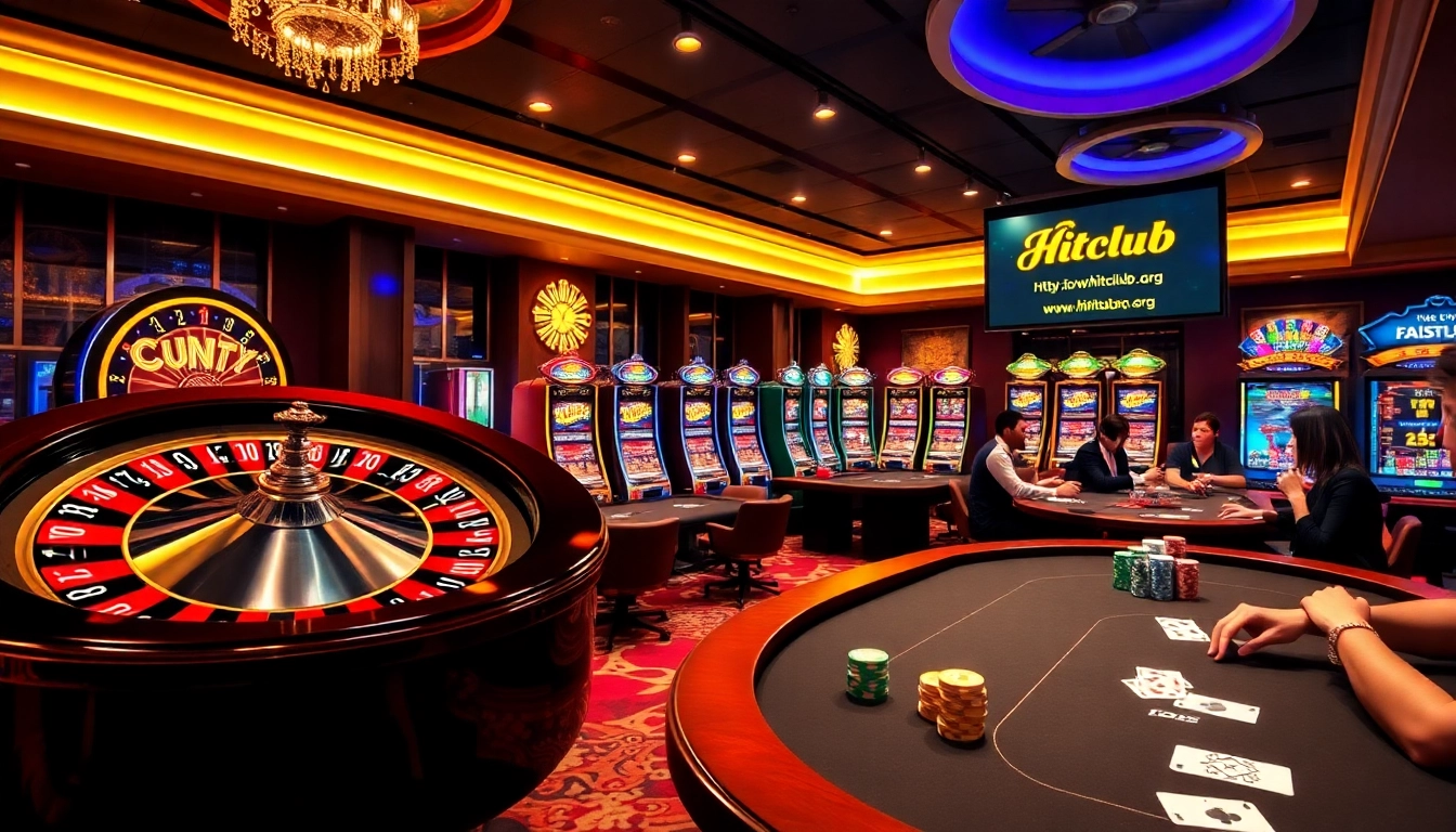 Players enjoying games at https://hitclub7.org/ casino, featuring vibrant slots and elegant tables.