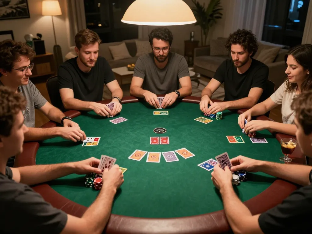 Players engaging in a lively poker night while using abc8go for strategies and betting insights