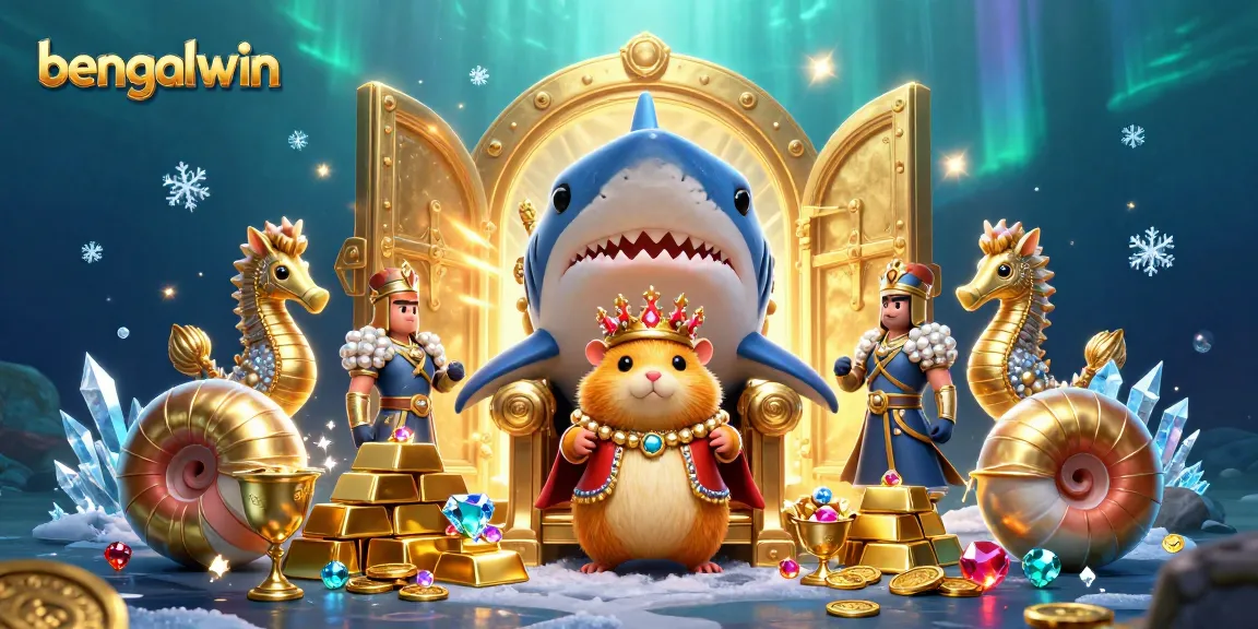 bengalwin engages users with a vibrant underwater casino scene featuring a golden hamster king and royal seahorse guards.