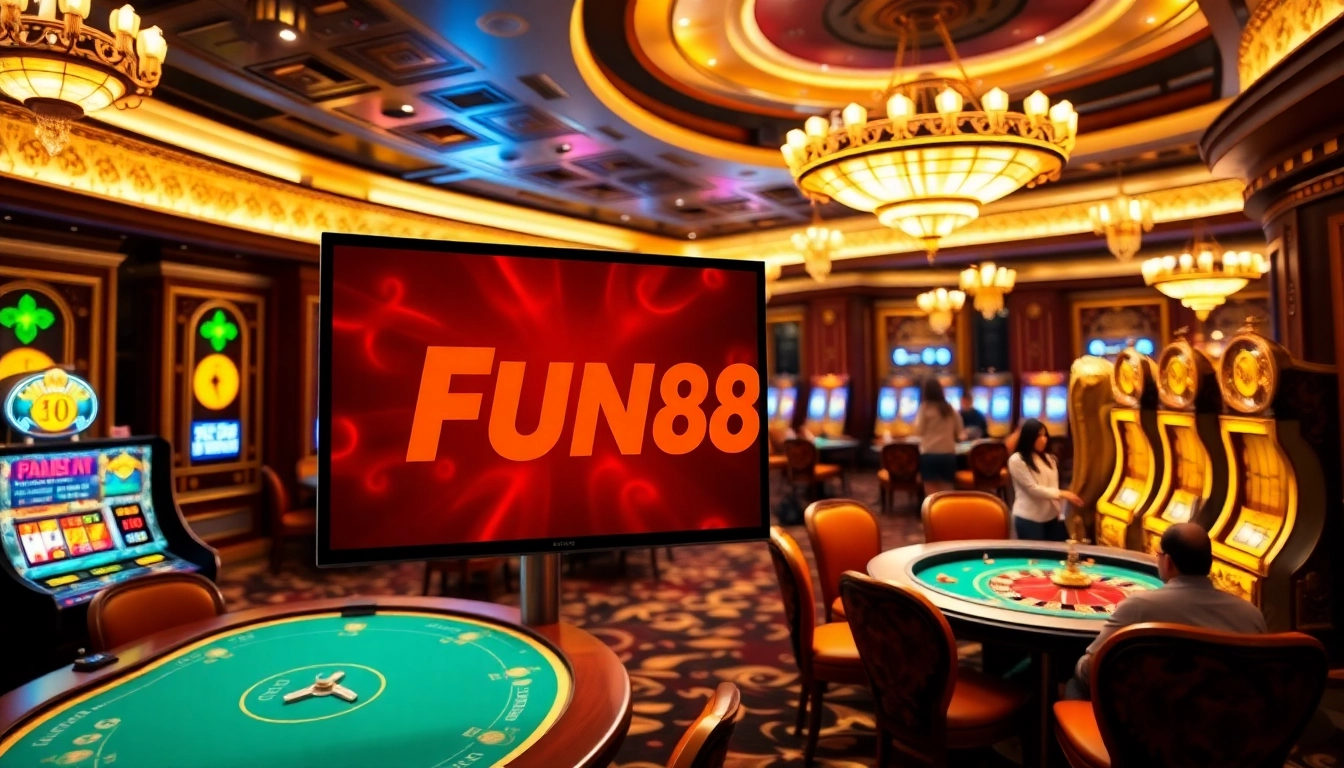 Experience the thrill of online gaming with Fun88 link at a vibrant casino setup.